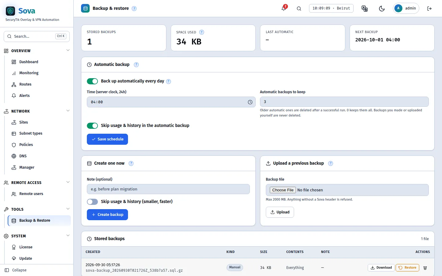 Built to be run by a team — Sova panel